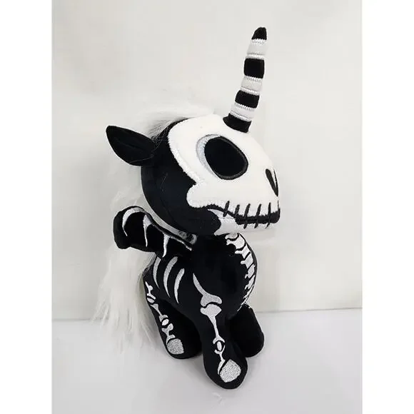VampireFreaks Unibones 12" Plush Black & White Skeleton Unicorn Goth - Picture 6 of 7